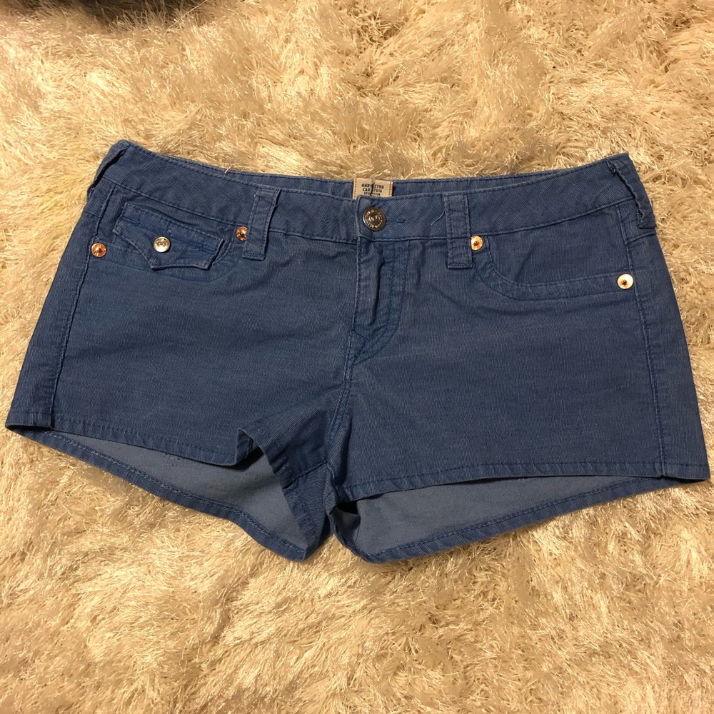 True Religion Joey Shorts in Blue corduroy 32